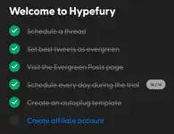 Onboarding checklist in Hypefury